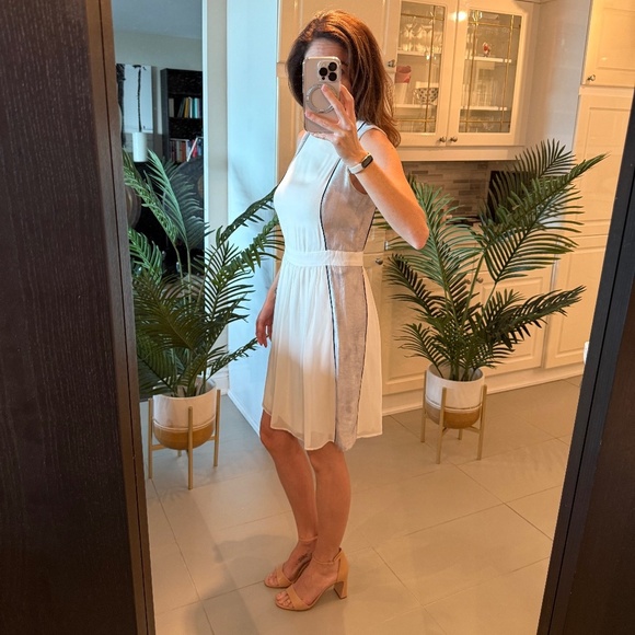 White and Silver Sleeveless Dress, Judith and Charles, US 2 - Picture 4 of 9